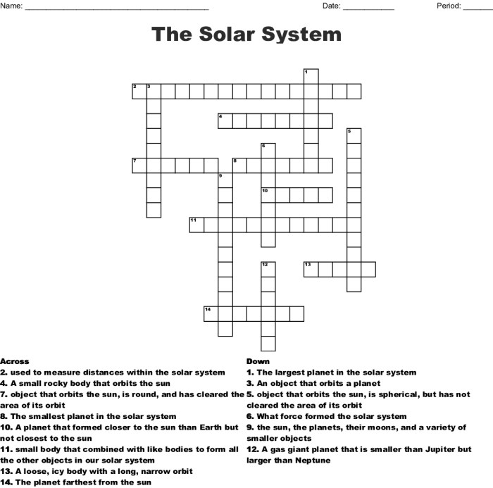 Model of the solar system crossword