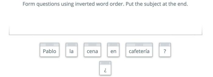 Interactive tutorial forming questions in spanish lección 2