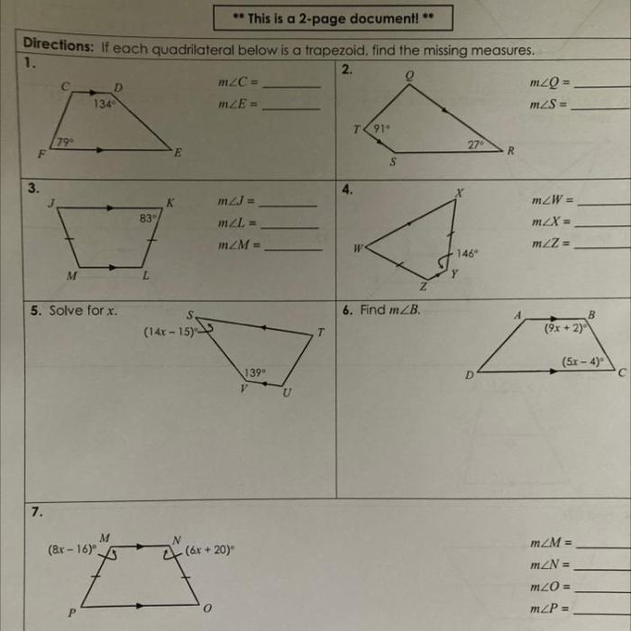 Polygons quadrilaterals geometry homework anwser studylib honors