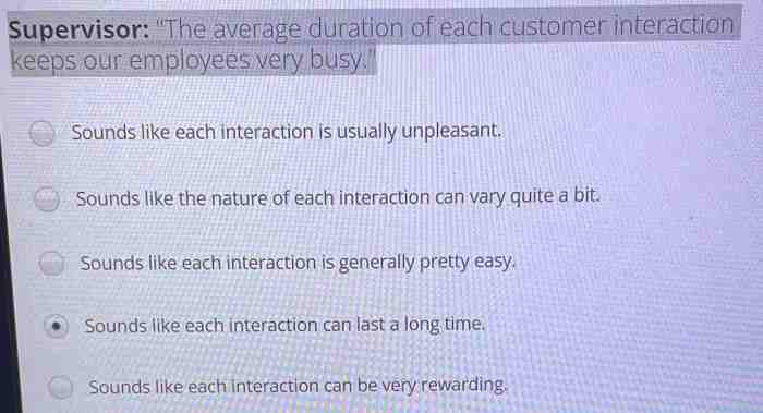 The average duration of each customer interaction